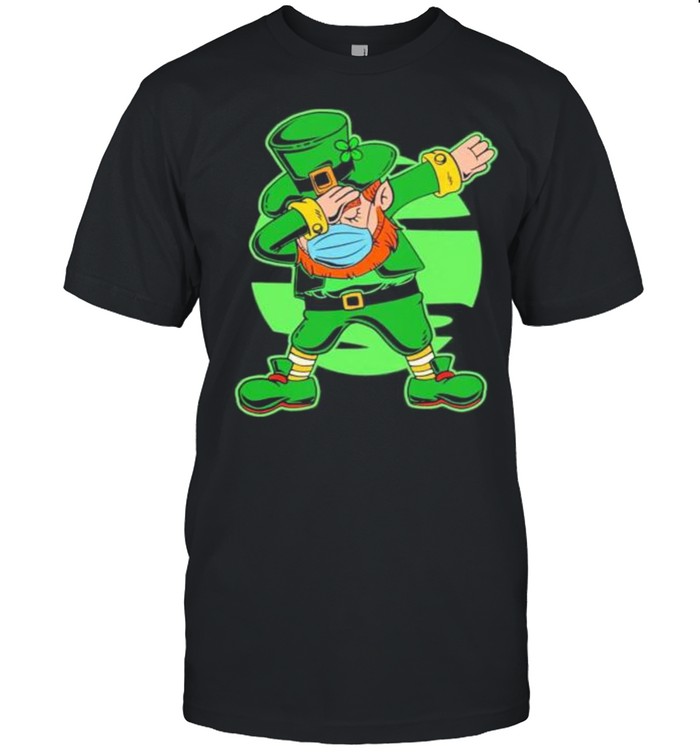 St Patricks day 2021 Leprechaun in a mask dab Irish shirt