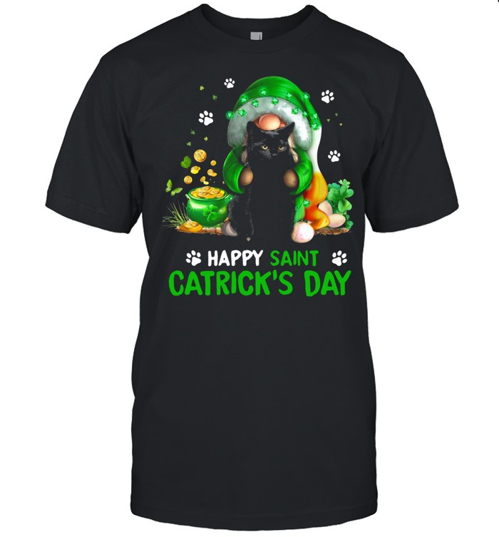 Happy Saint Catrick’s Day Black Cat Irish Gnome shirt