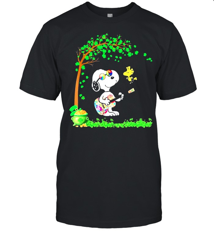 Patricks Day With Snoopy Playing Guitar And Woodstock In Patrick Tree shirt