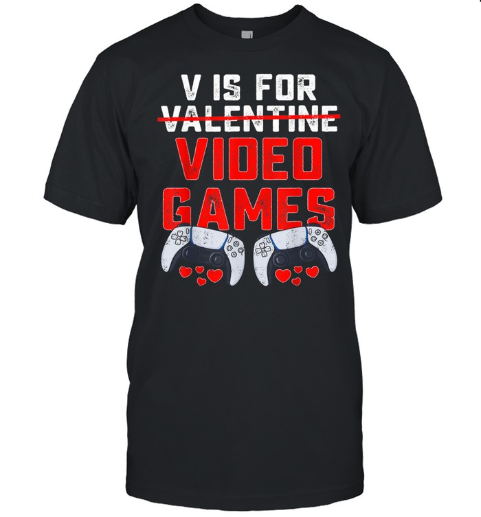 V Is For Video Games Valentines Day Boys shirt