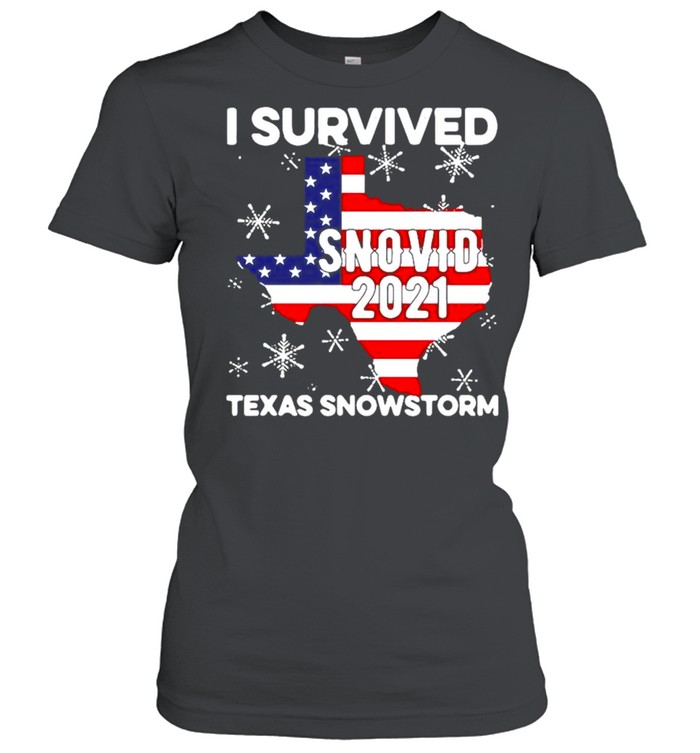 I survived snovid 2021 Texas snowstorm American flag shirt Classic Women's T-shirt