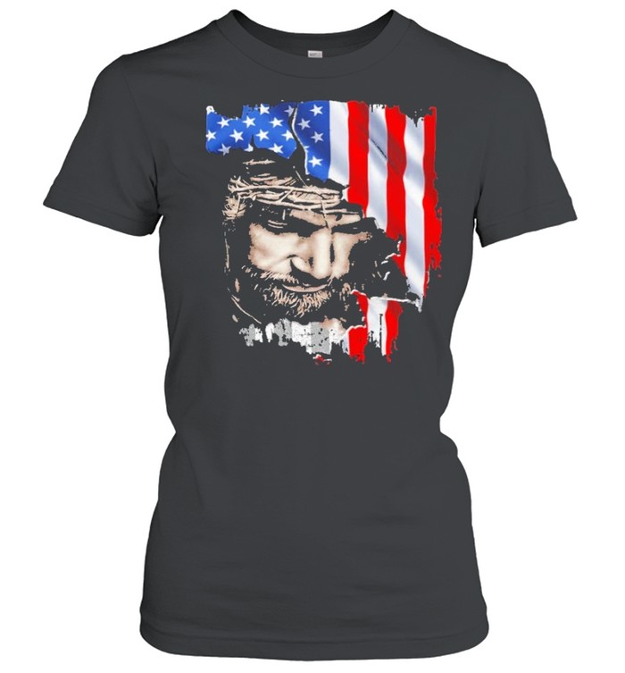 jesus american flag shirt Classic Women's T-shirt