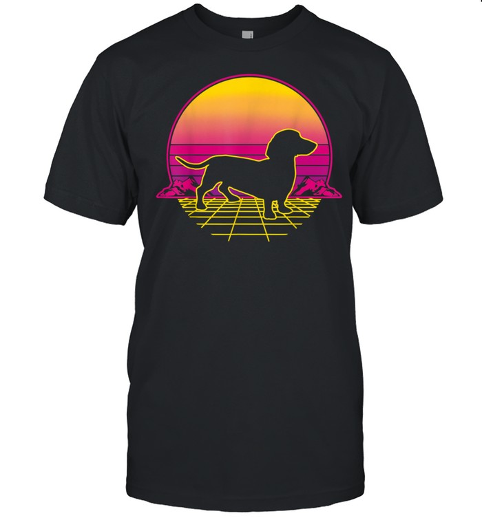 Dachshund Dog Puppy Retro Vintage Sunset shirt Classic Men's T-shirt
