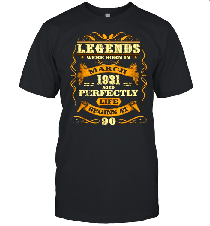 Legends Born In March 1931 90th Birthday 90 Years Old Gift shirt Classic Men's T-shirt
