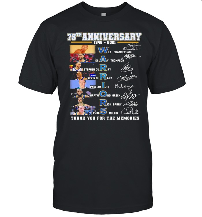 75th Anniversary 1946 2021 Warriors Thank You For The Memories Signature shirt Classic Men's T-shirt