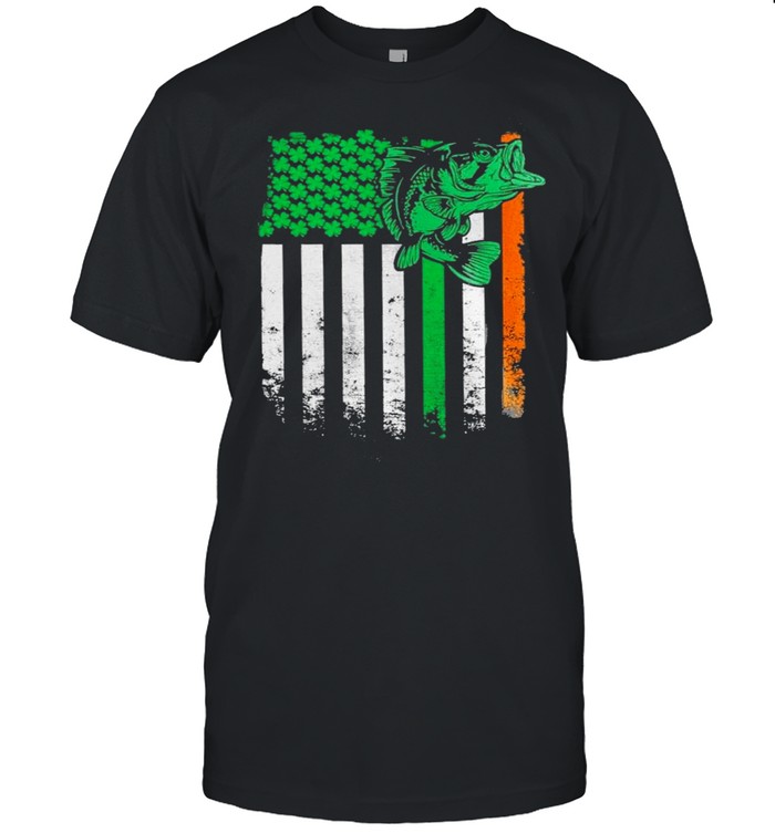 Fishing St Patricks Day Irish American Flag shirt