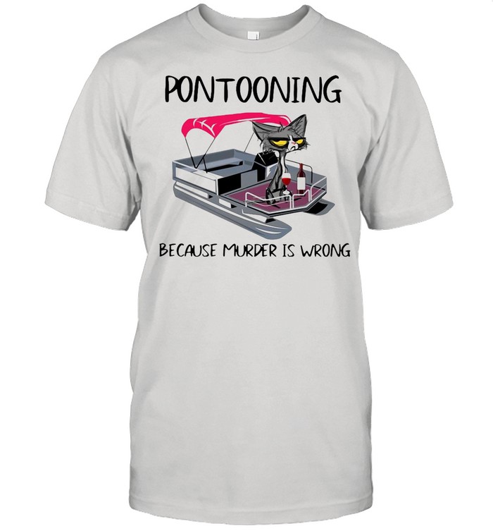 Pontooning Cat Because Murder Is Wrong Black Cat shirt Classic Men's T-shirt