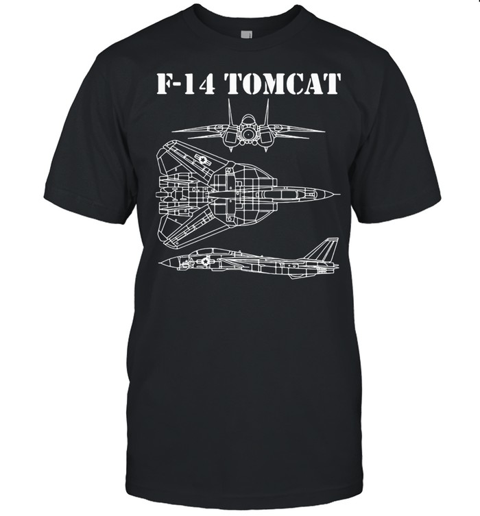 F 14 Tomcat Fighter Warbird Blueprint Schematics Diagram  Classic Men's T-shirt