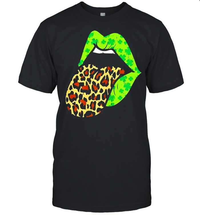 Green Lips Leopard Print Tongue Out St.Patrick’s Day Shirt