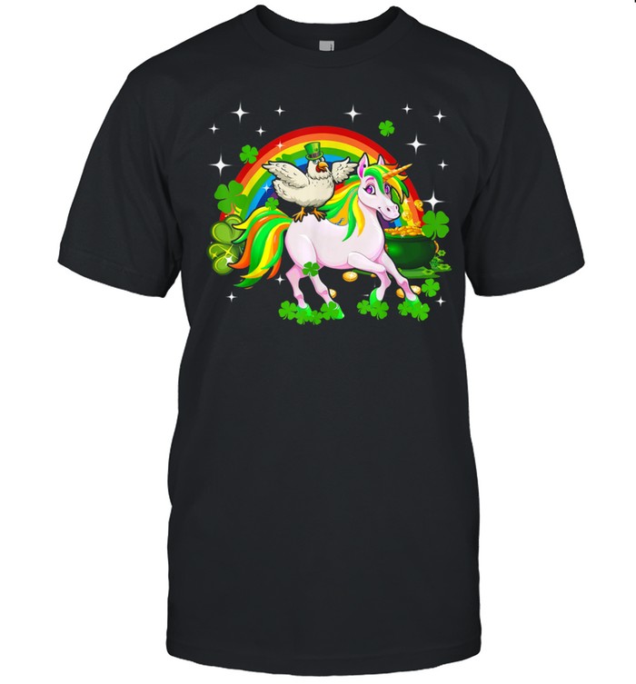Leprechaun Chicken Riding Unicorn Happy St Patrick’s Day shirt