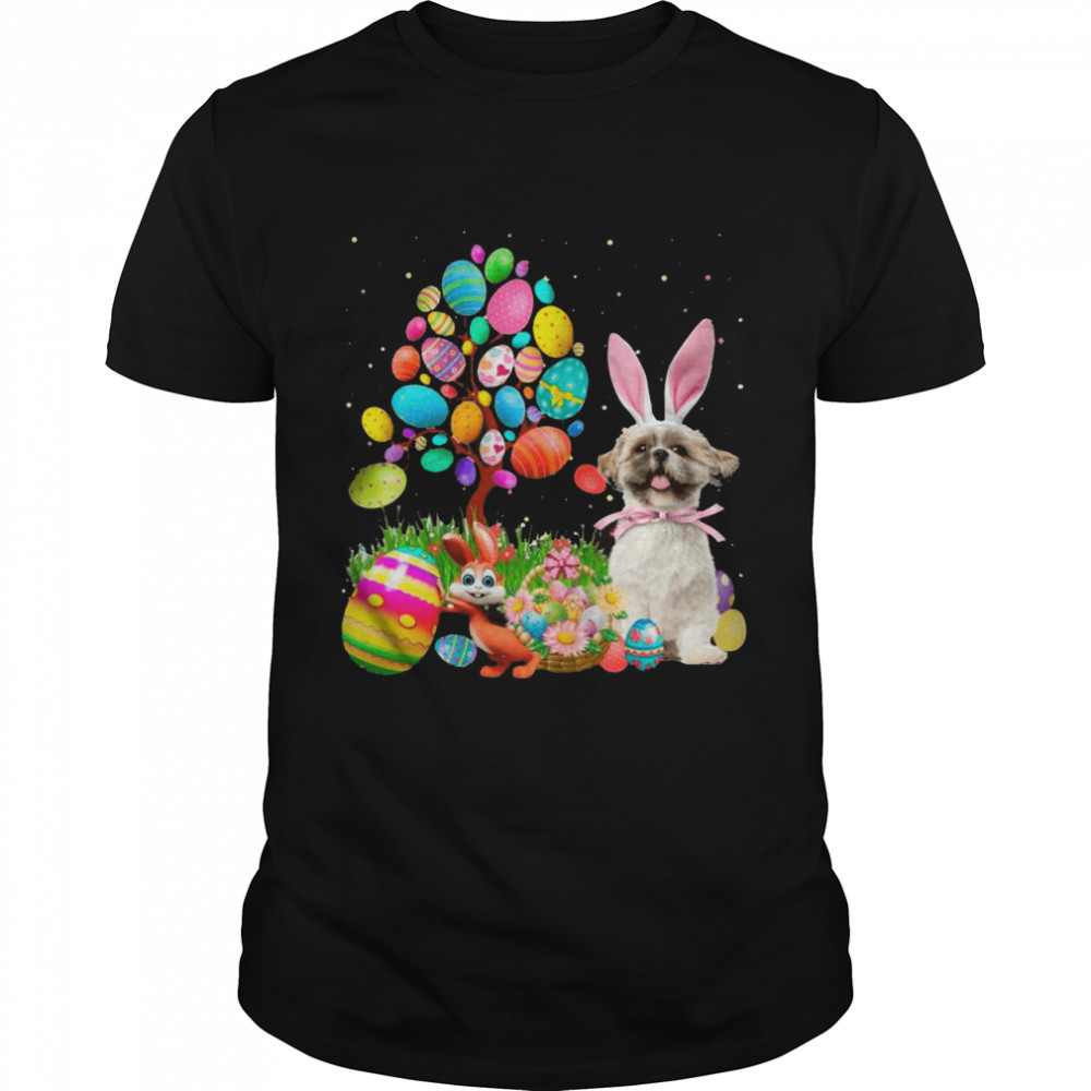 Bunny Shih Tzu Dog And Bunny Happy Easter Eggs shirt