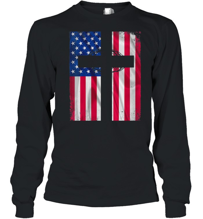 Womens Christian Patriotic American Flag New Christianity shirt Long Sleeved T-shirt