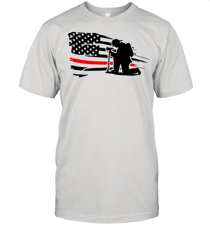 Distressed American Flag Firefighter Kneel shirt