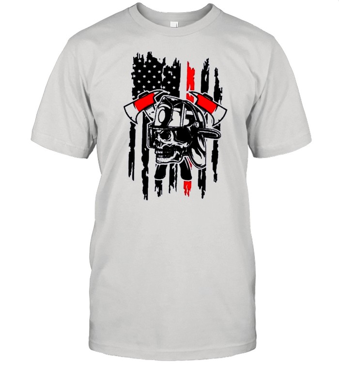 Distressed American Flag Firefighter Skull shirt