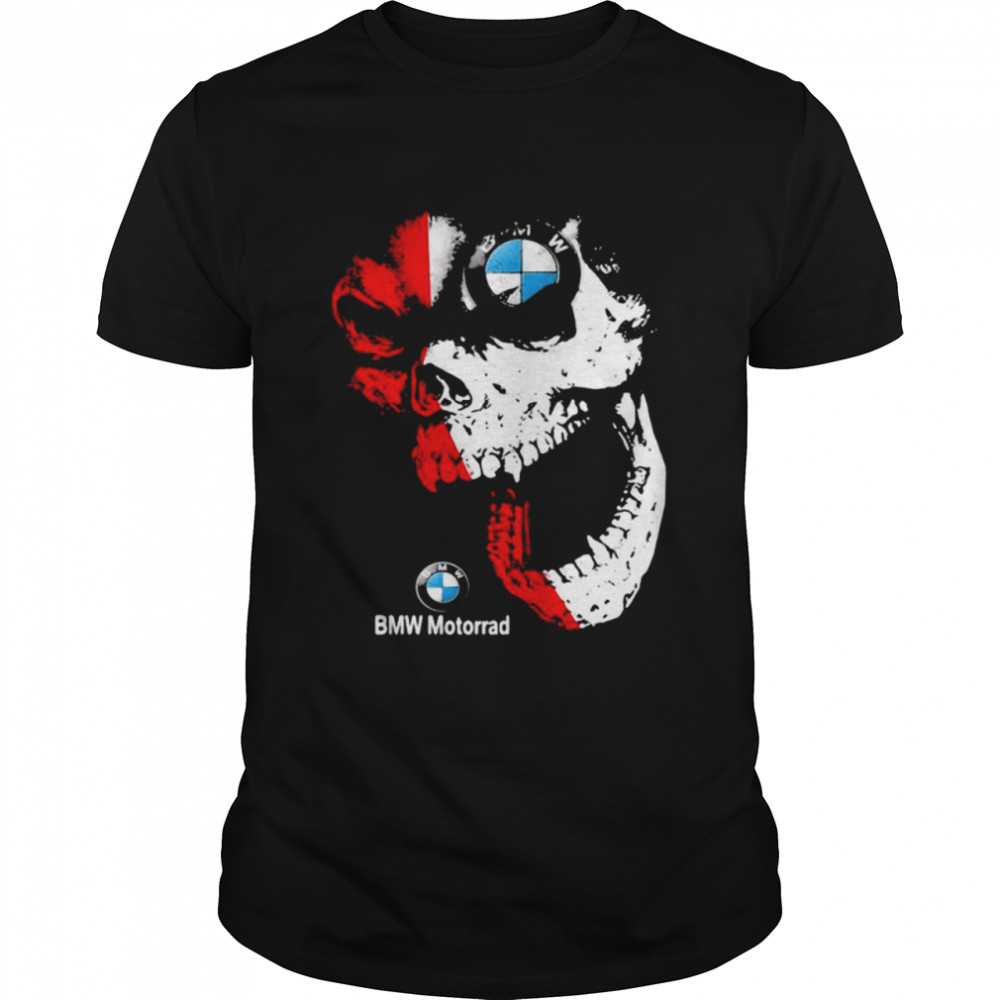 Skull Red White With Bmw Motorrad Logo Shirt
