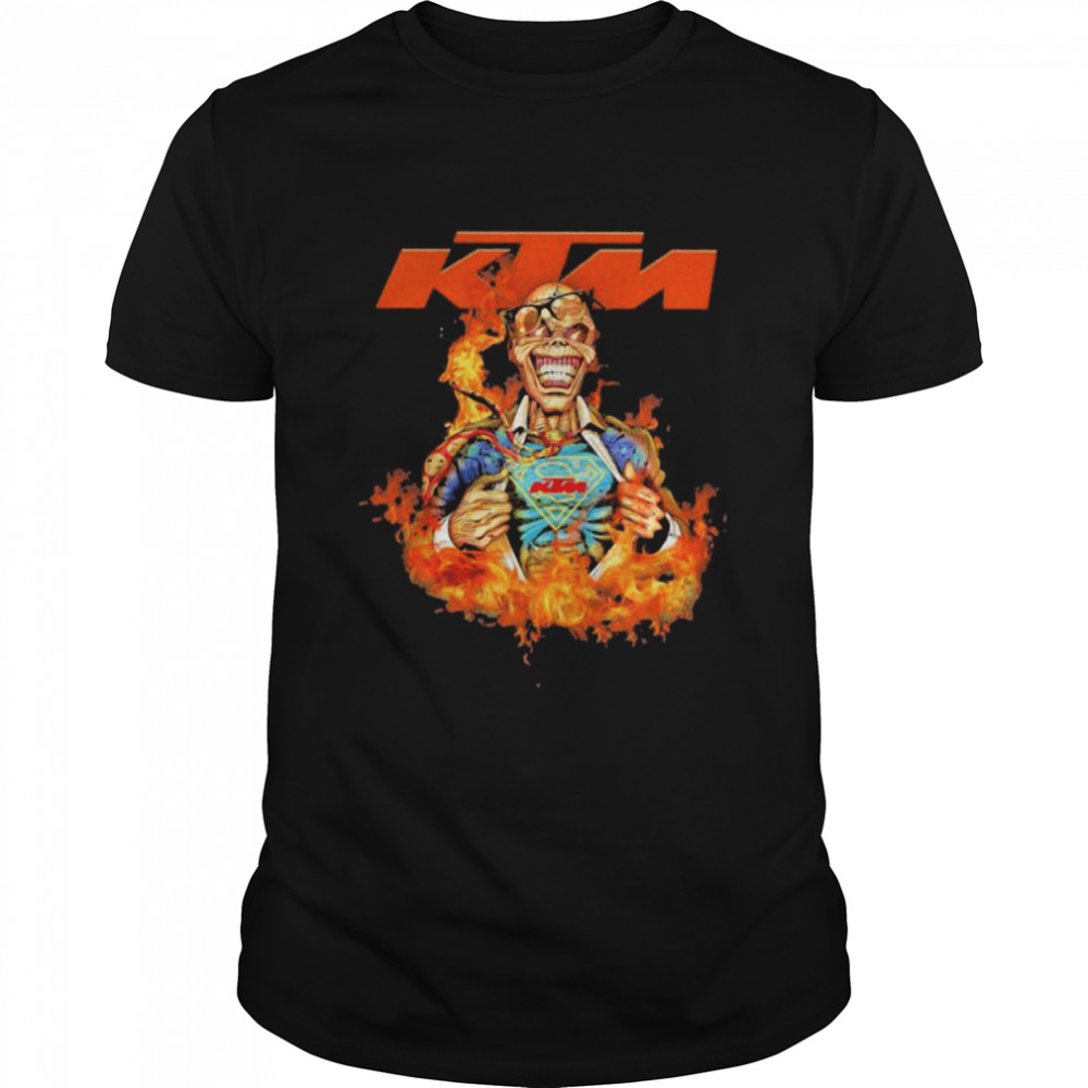 Skull Superman With Logo Ktm Motorcycle Fire Shirt