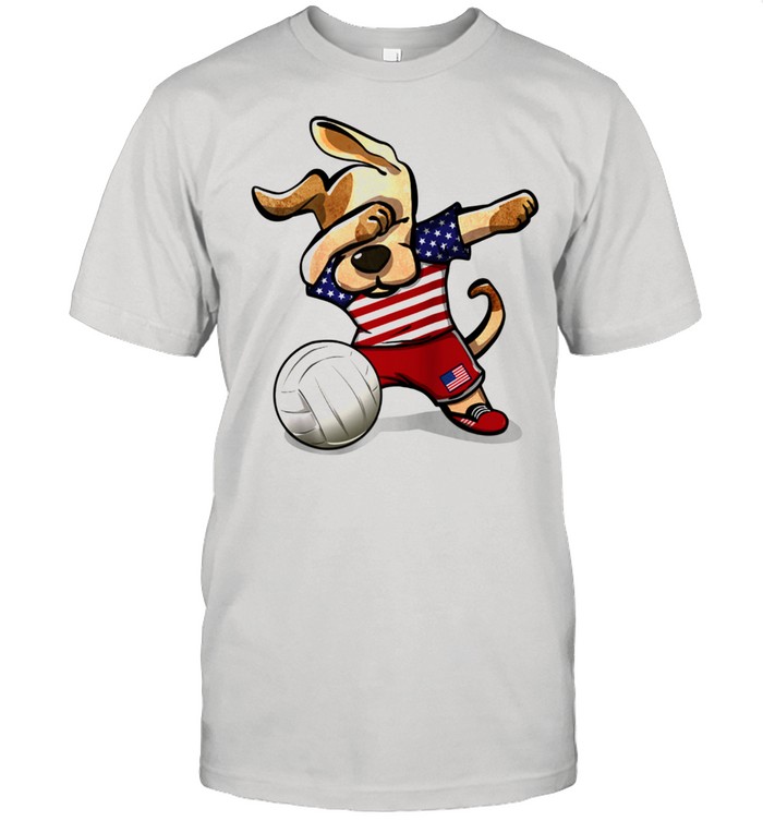 Dabbing Dog Proud United States Volleyballs US Flag Shirt
