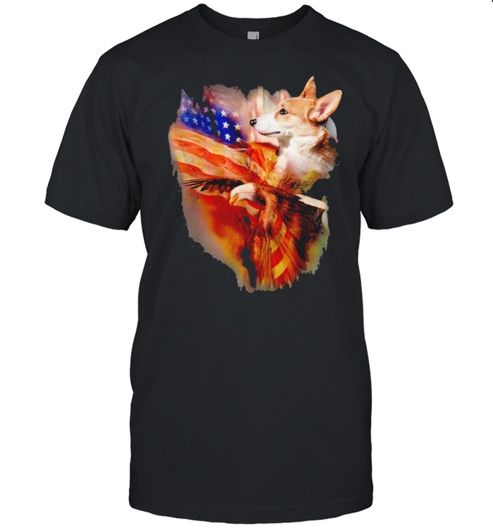 Eagle Corgi American Wings Happy 4th Of July Shirt