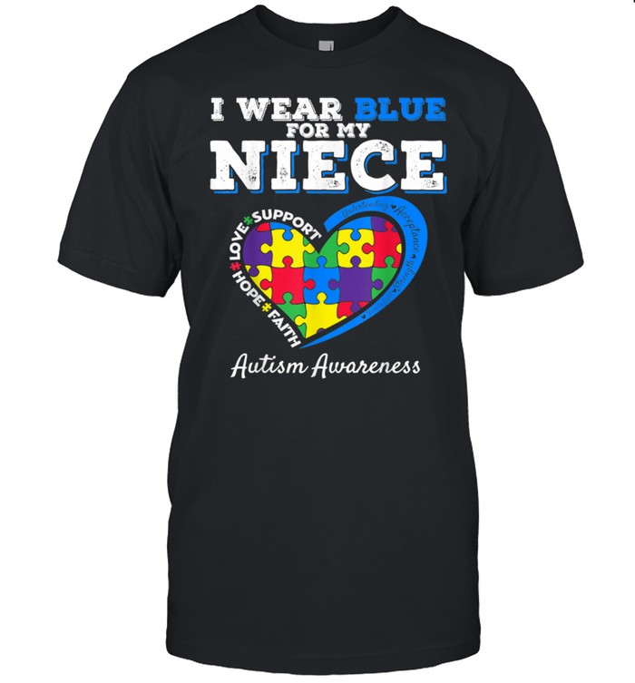 I Wear Blue For My Niece Aunt Uncle Autism Awareness  Classic Men's T-shirt