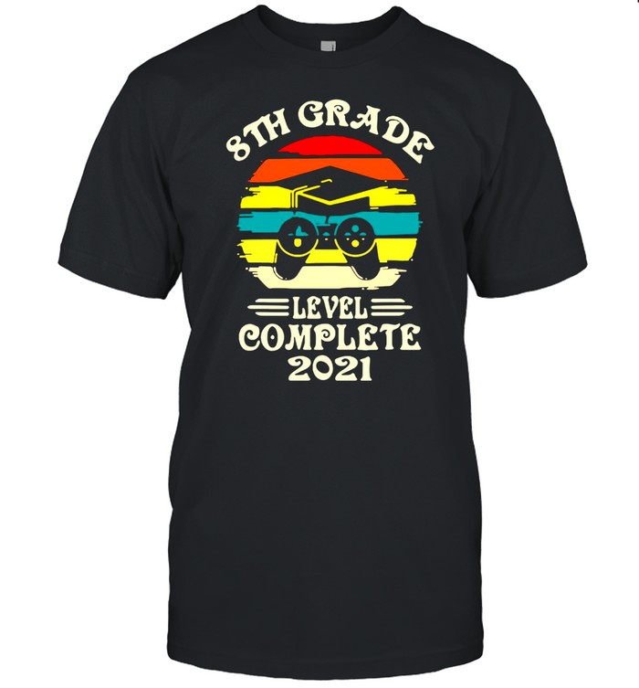 Gamer 8th Grade Level Complete 2021 Vintage Retro T-shirt
