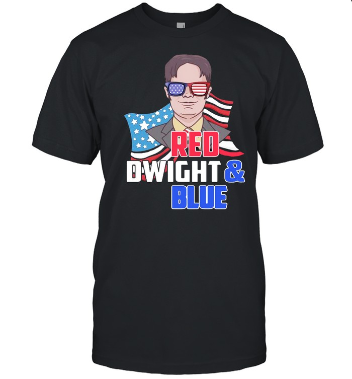 Red dwight and blue shirt