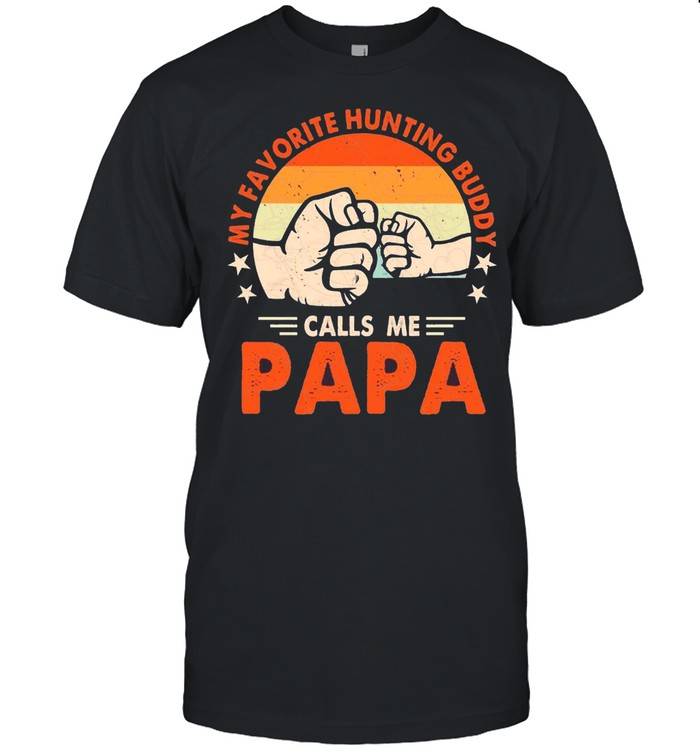 Vintage Retro My Favorite Hunting Buddy Calls Me Papa hirt Classic Men's T-shirt