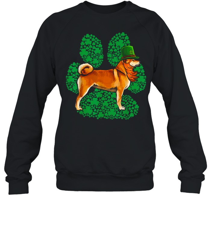 Leprechaun Shiba Inu St Patricks Day Shamrock Paw shirt Unisex Sweatshirt