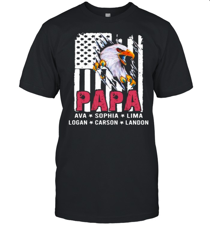 Papa Ava Sophia Lima Logan Carson Landon Eagle American Flag  Classic Men's T-shirt