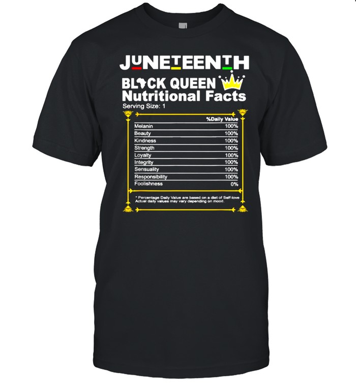 Juneteenth Black Queen Nutritional Facts Black T-Shirt