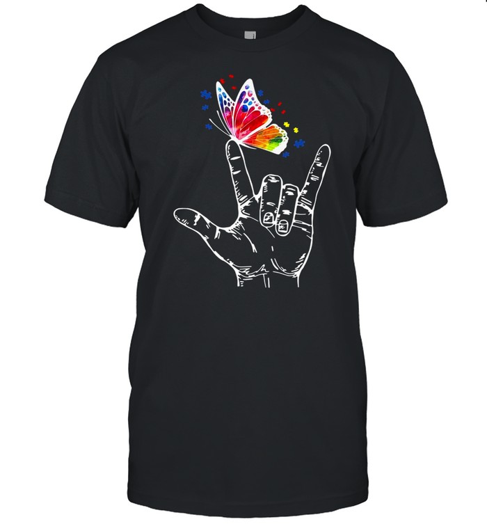 I Love You Hand Sign Language Butterfly T-shirt