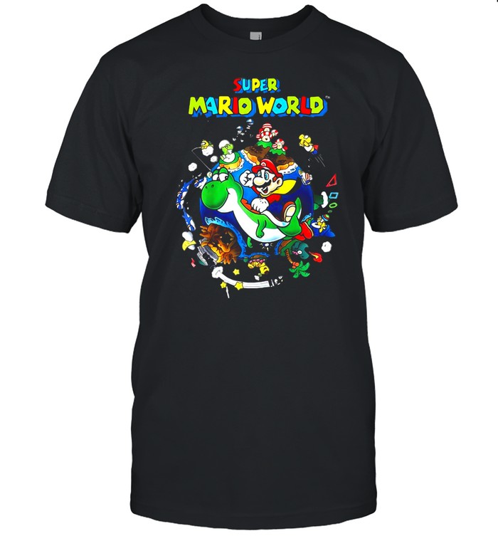 Super Mario World Yoshi And Mario Around The World Raglan Baseball T-shirt