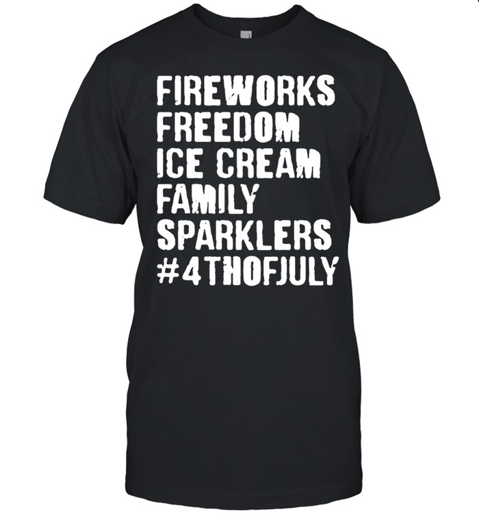 Fireworks freedom ice cream family sparklers 4th of july shirt