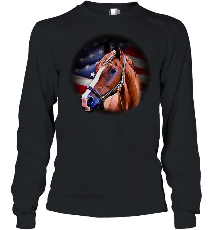 Horse Flag In Back Horse Lovers T-shirt Long Sleeved T-shirt