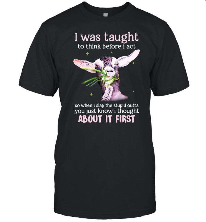 Goat I Was Taught To Think Before I Act So When I Slap The Stupid Outta You Just Know I Thought About It First T-shirt
