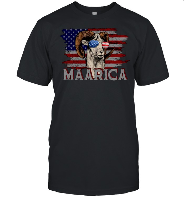 Maarica American Flag Goats Lovers 4th Of July T-Shirt