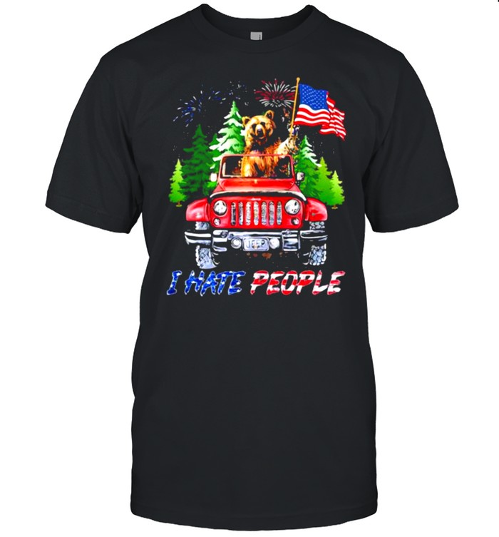 I Hate People Firework Bear Happy 4th Of July Shirt