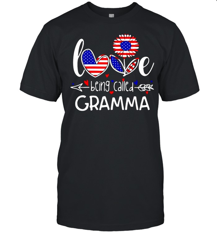 American Flag Flower Love Being Called Gramma T-shirt