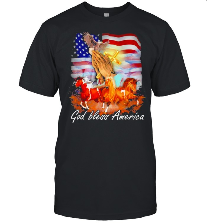 Horse God Bless My Country American Flag Shirt