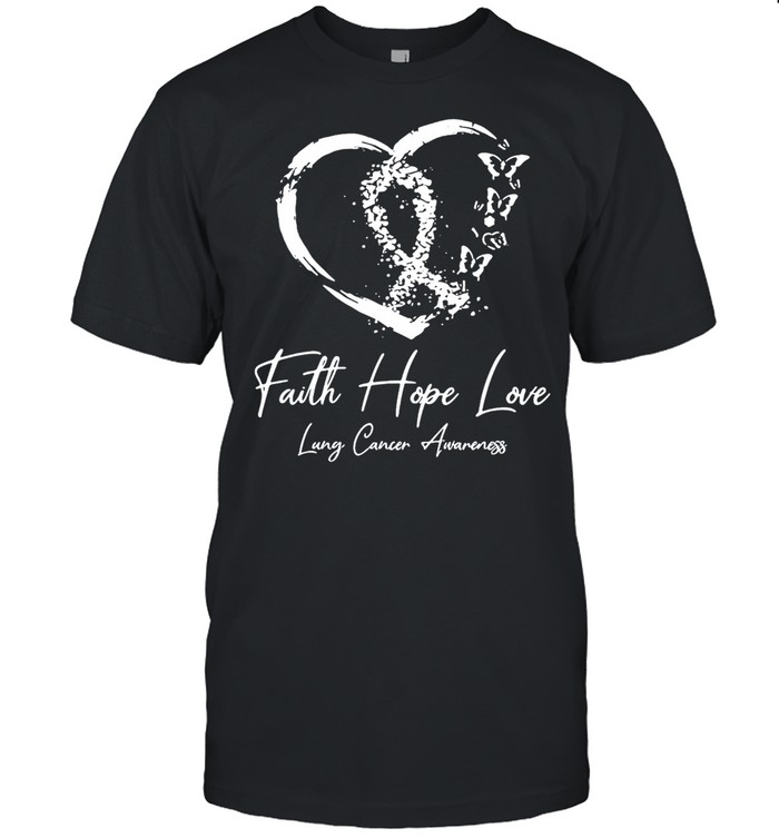 White Ribbon Faith Hope Love Support Lung Cancer Warrior T-shirt