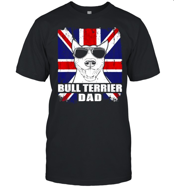 Bull Terrier Dad Cool UK Flag T-Shirt