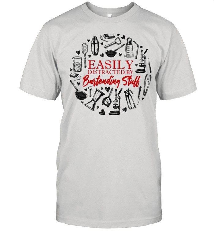 Easily Distracted By Bartending Stuff Retro Shirt