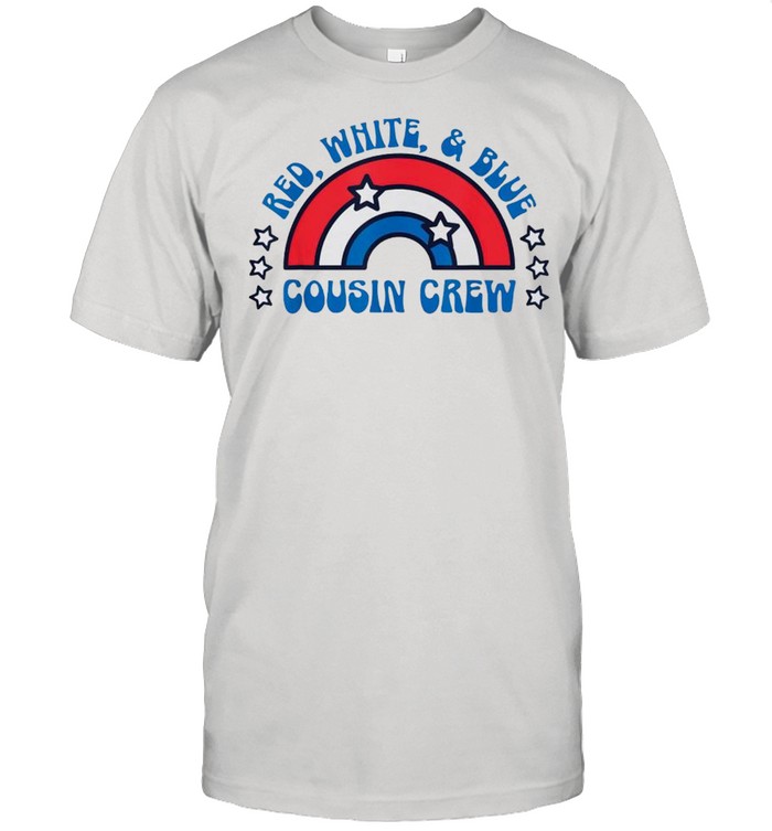 Rainbow red white and blue cousin crew shirt