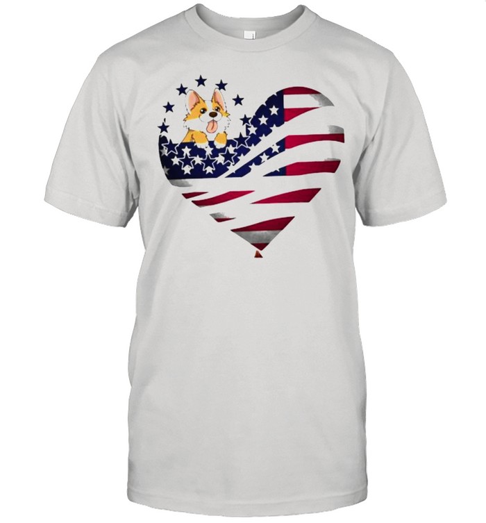 Corgi Heart Of American Flag Shirt