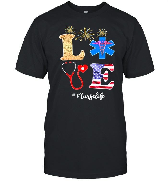Love Nurse Life American Flag Lepoard Shirt