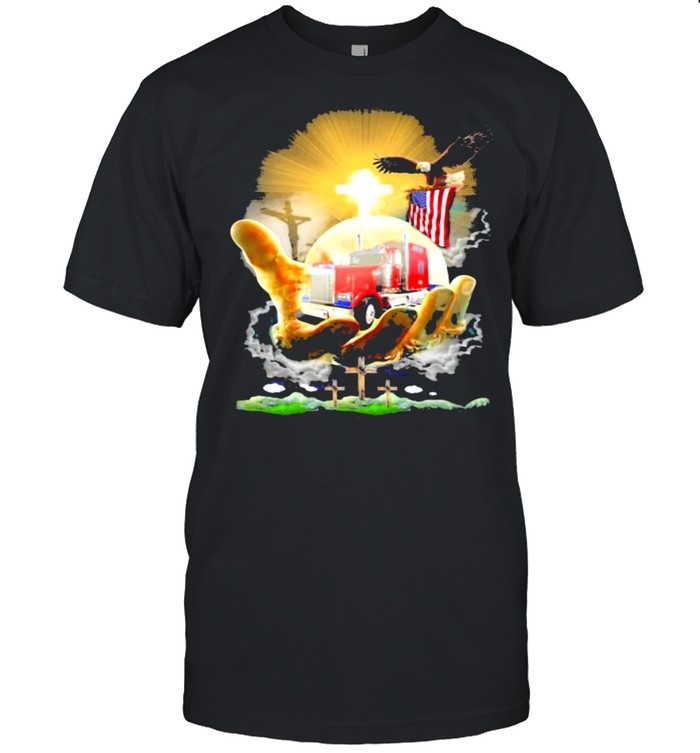 Trucker Jesus Eagle American Flag Shirt