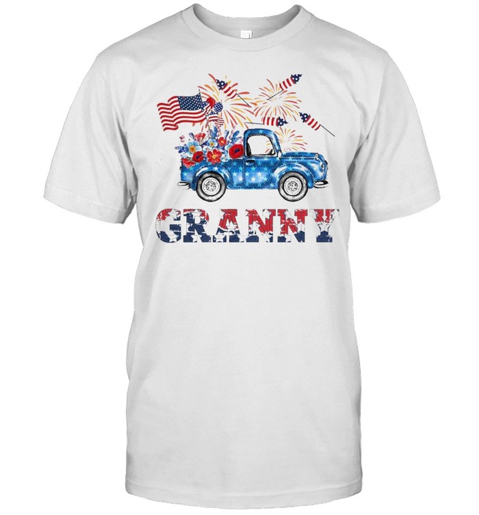 Granny car flowers American 4th of july shirt