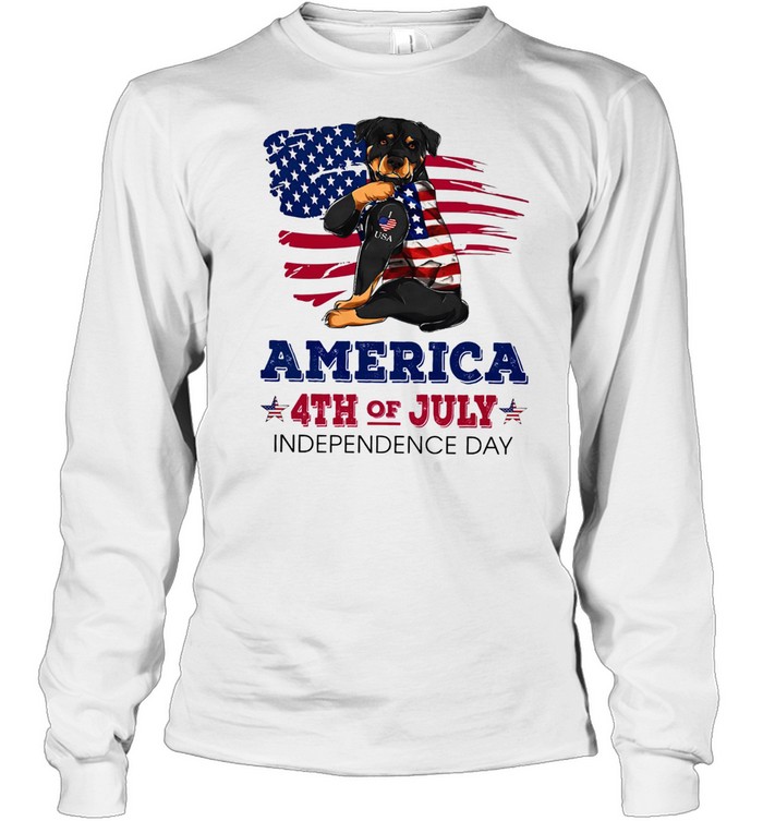 Rottweiler Tattoo American 4th Of July Independence Day American Flag shirt Long Sleeved T-shirt