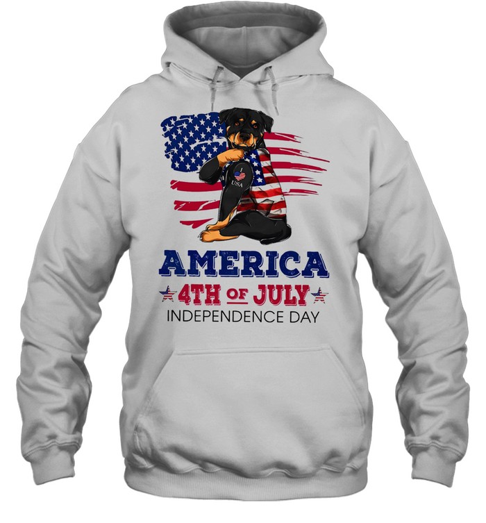 Rottweiler Tattoo American 4th Of July Independence Day American Flag shirt Unisex Hoodie
