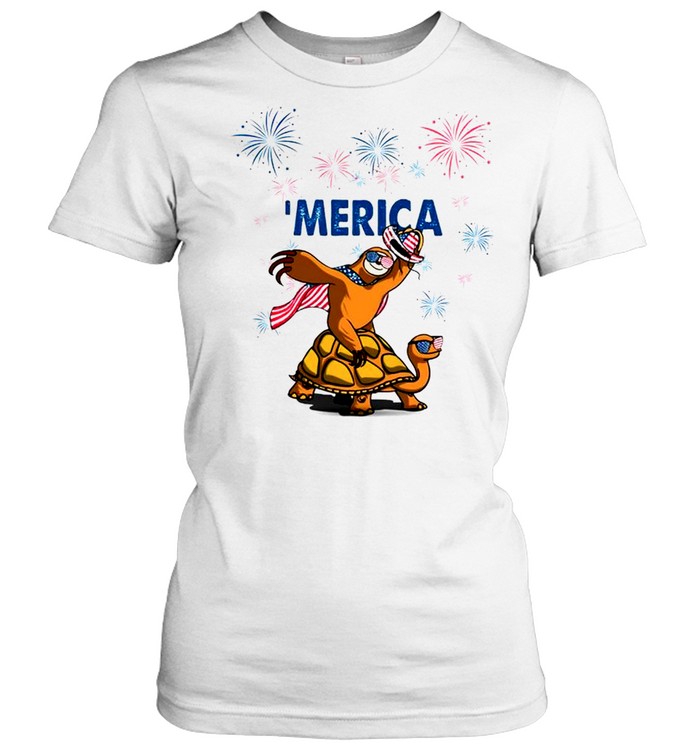 Sloth Turtle Merica Independence Day shirt Classic Women's T-shirt