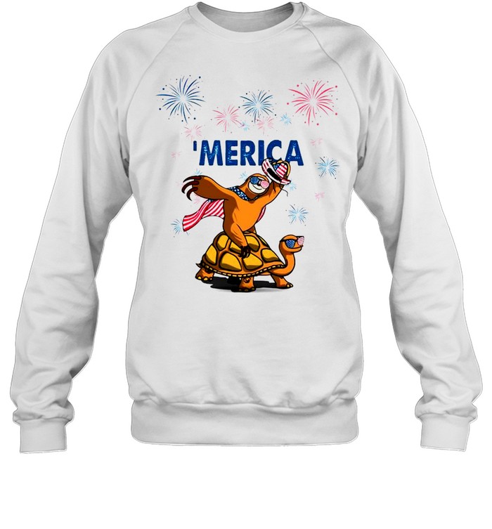 Sloth Turtle Merica Independence Day shirt Unisex Sweatshirt